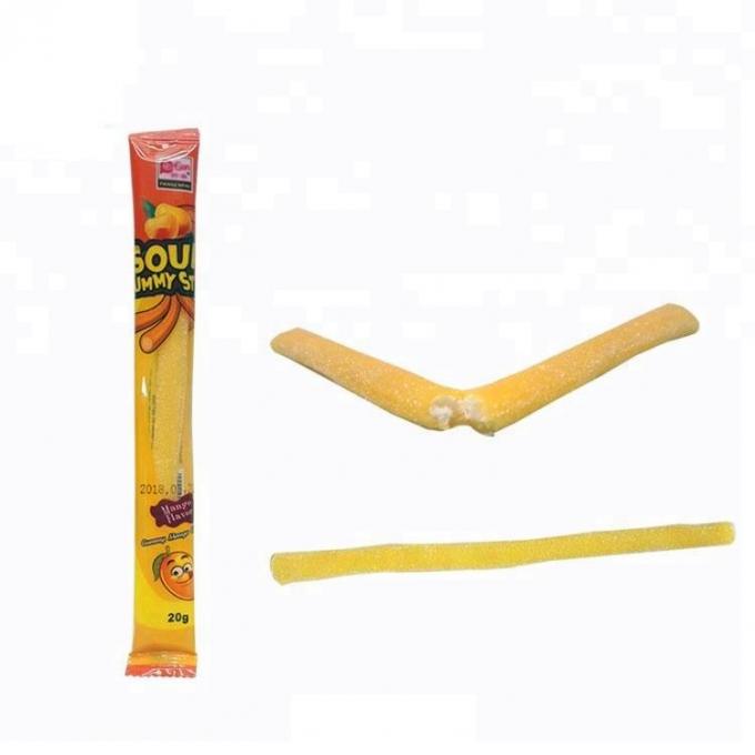 Gelatin Based Chewy Candy Sour Sweet Powder Center Filled Long Stick Shape