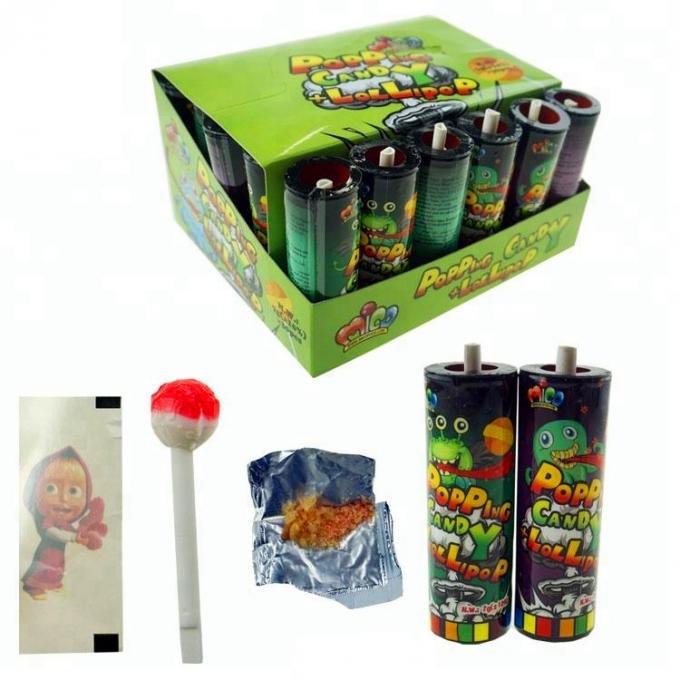 Candle Shape Lollipop Popping Candy Assorted Grape Apple Banana Flavor