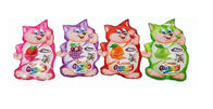 Ball Shape Chewing Gummy Sweets Red Color Fruit Flavored Packed In Cat Pattern Bag