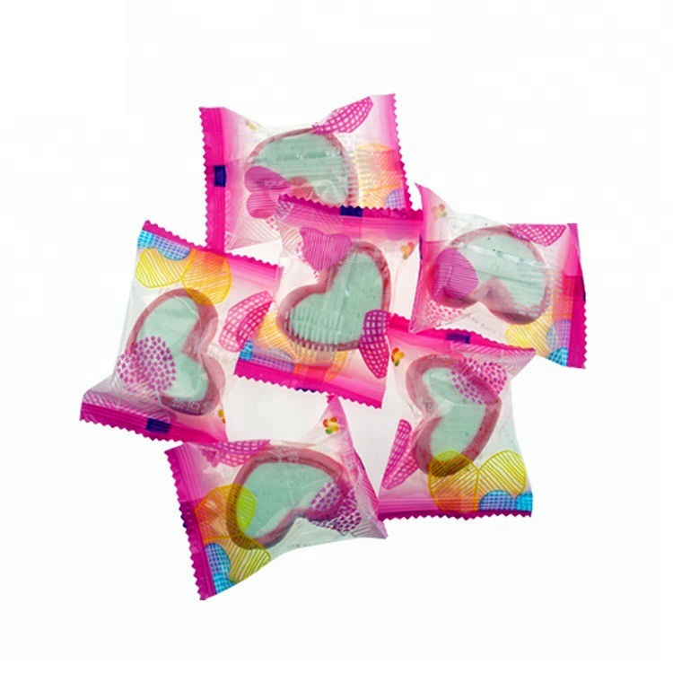 Heart Shape Bicolor Fruit Marshmallows , Multi Colored Mini Marshmallows