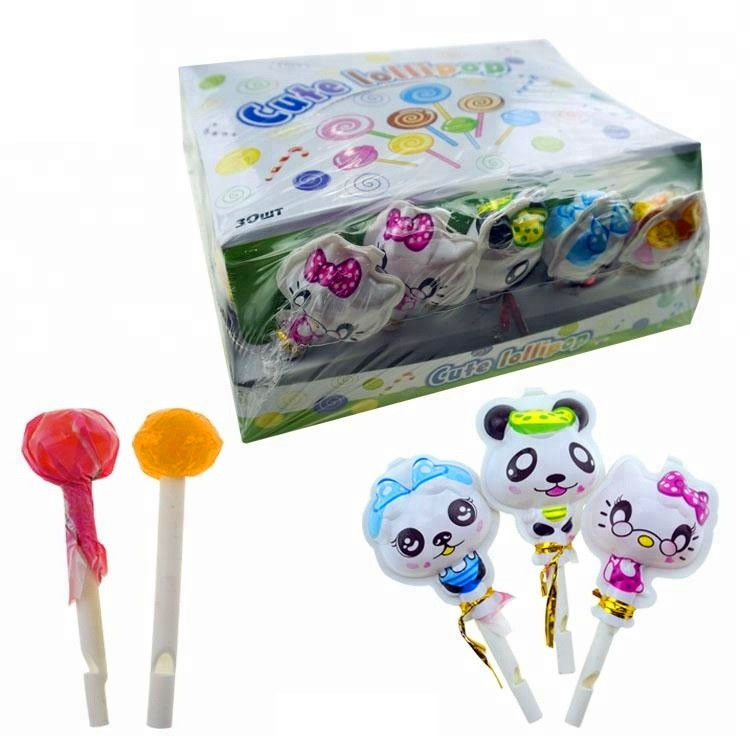 Cute Cartoon Shape Fruity Lolly Whistle Stick Assorted Flavor Halal Product