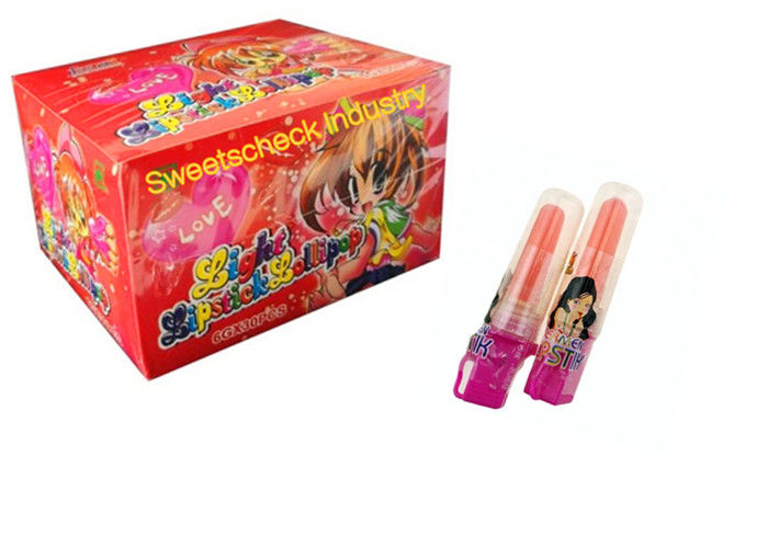 High Grade LED Light Up Candy Lipstick Shape Lollipop Fruit Flavor For Kids